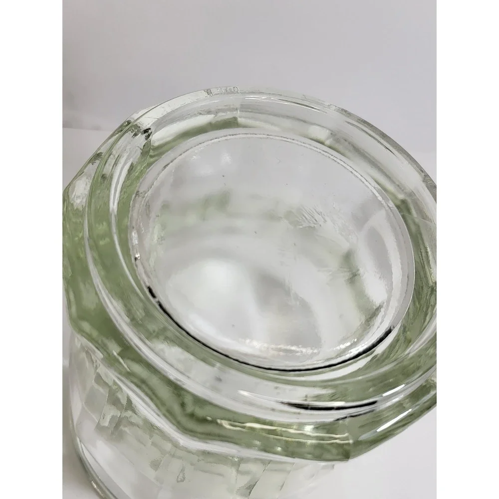 Vintage Style Clear Glass Apothecary Jars with Lids Set of 2 Paneled Canisters